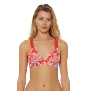 Red Carter Womens Paradiso Strappy Bralette Bikini Top & Bottom Size: L